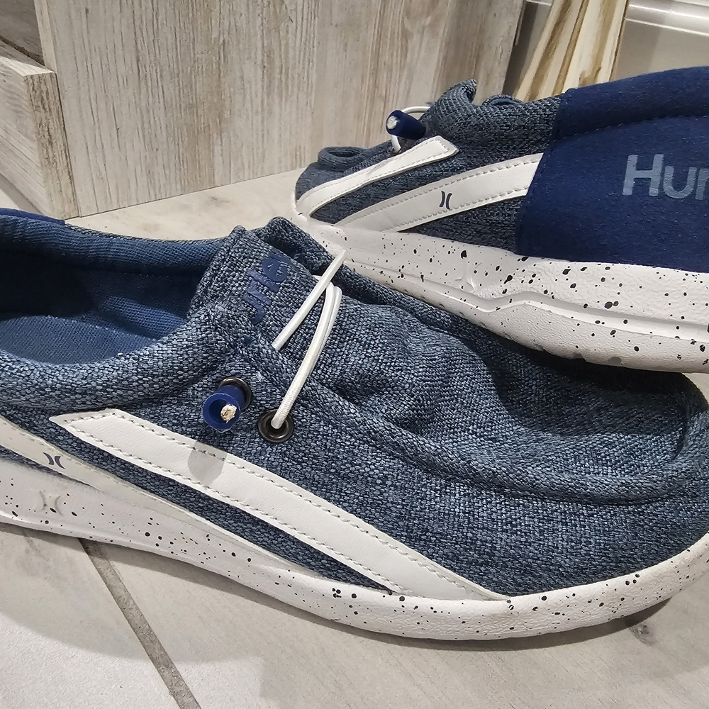 Hurley Blue and White Kids Canvas Sneakers Size 6Y